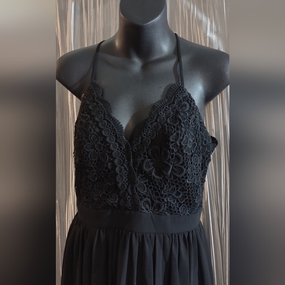 Lace front maxi dress sheer slits to knee sundress New with tags medium - Picture 7 of 16